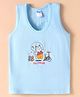 Tango Single Jersey Knit Sleeveless Vest with Kitty Print - Aqua Blue