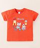 Tango Single Jersey Knit Half Sleeves T-Shirt with Bear Print - Dark Orange