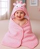 Babyhug Terry Knit Striped Hooded Towel With Cow Patch L 81 x B 75 cm - Pink
