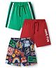 Babyhug Single Jersey Knit Shorts With Text Print Pack Of 3 - Green Blue & Red