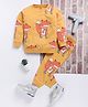 TOONYPORT Cotton Blend Full Sleeves Fox Printed Tee With Coordinating Pant Set - Mustard