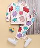 TOONYPORT Cotton Blend Full Sleeves Puzzle Printed Tee With Coordinating Pant Set - Cream