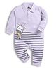 DEAR TO DAD Cotton Full Sleeves Striped & Cow Printed Romper - Grey