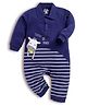 DEAR TO DAD Cotton Full Sleeves Striped & Cow Printed Romper - Blue