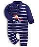 DEAR TO DAD Cotton Full Sleeves Striped & Ship Patch Detailed Romper - Blue