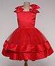 The Magic Wand Sleeveless Bow Applique Detailed Layered Dress - Red