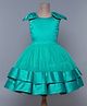 The Magic Wand Sleeveless Bow Applique Detailed Layered Dress - Sea Green