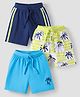 Babyhug Single Jersey Knit Full Length Shorts with Beach Theme Print Pack of 3 - Navy Blue & Light Blue