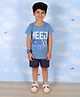 The Mom Store Cotton Half Sleeves Need More Space Text Printed Tee & Shorts Set -  Blue