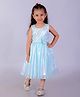 The Mom Store Cotton Sleeveless Bow Applique Detailed Holographic Dress - Blue