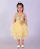 The Mom Store Cotton Sleeveless Sequins Embellished & Bow Applique Detailed Layered Dress - Golden