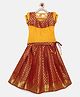 BABY Lakshmi Viscose Short Puffed Sleeves Ethnic Motif Foil Printed Pattu Pavadai Set - Yellow