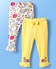 Babyoye Interlock Knit Full Length Floral Printed Diaper Leggings With Bow Pack Of 2 - Yellow & White