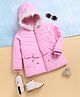 TOONYPORT Full Sleeves Rose Applique & Fur Detailed Hooded Jacket - Pink