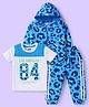 Babyhug Terry Knit Full Sleeves Hooded T-Shirt & Lounge Pant Set with Half Sleeves T-Shirt - Blue