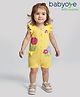 Babyoye 100% Cotton Knit Sleeveless Romper with Floral - Yellow