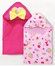 Babyoye 100% Cotton Knit Towels With Vehicles Numbers & Animal Print Pack Of 2 L 81 x B 83 cm - Pink & Dark Pink