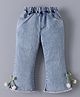 Mark & Mia Three Fourth Length Washed Capri with 3D Bow Applique - Blue