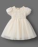 Mark & Mia Half Sleeves Party Frock  with Floral Embroidery - Beige