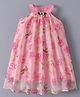 Mark & Mia Sleeveless Party Frock with Floral & Foil Print  - Pink