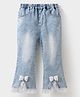 Mark & Mia Washed Capri with Lace Detailing & Bow Applique - Light Blue