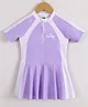 Pine Active Half Raglan Sleeves Frock Swimsuit - Purple