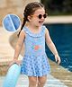 Pine Kids Sleeveless Frock Swimsuit With Floral Print - Light Blue