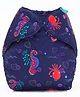 Bumberry Adjustable Reusable Cloth Diaper Cover Seahorse Print - Blue