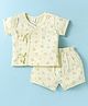ToffyHouse Single Jersey Knit Half Sleeves Co-ords Shorts Night Suit with Alphabet Print - Yellow