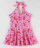 Mark & Mia Sleeveless Frock Swimsuit with Cherry & Polka Dots Print - Pink