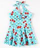 Mark & Mia Sleeveless Frock Swimsuit with Cherry & Polka Dots Print - Aqua Blue