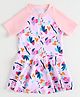 Mark & Mia Half Raglan Sleeves Printed Frock Swimsuit - Pink