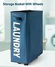 Laundry Basket with Wheels Foldable Large Capacity & Water Resistant - Blue