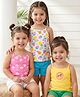 Babyhug Single Jersey Knit Sleeveless Slips With Floral & Tropical Print Pack of 3 - Yellow Pink & White
