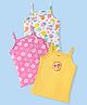 Babyhug Single Jersey Knit Sleeveless Slips With Floral & Tropical Print Pack of 3 - Yellow Pink & White