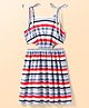 Tiara Cotton Modal Sleeveless Cut Out Detailed Striped Dress - Multi Colour