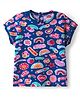 Babyhug Cotton Knit Half Sleeves T-Shirt With Tropical Print - Navy Blue