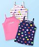 Babyhug 100% Cotton Single Jersey knit Sleeveless Slips With Floral Print Pack Of 3 - Pink Blue & White