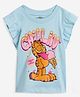 The Souled Store Cotton Garfield Featuring Flutter Sleeves Character Printed Top - Sky Blue