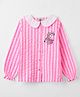The Souled Store Cotton Full Peasant Sleeves Unicorn Embroidered Striped Shirt Style Top - Multi Colour