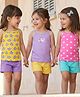 Babyhug 100% Cotton Knit Singlet Sleeves Slips with Star & Unicorn Prints Pack of 3- Dark Pink Yellow & Purple