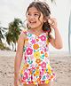 Babyhug Sleeveless Water Repellent Frock Swimsuit With Floral Print - White