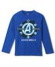 Wear Your Mind Cotton Marvel Avengers Featuring Full Sleeves Logo Printed Tee - Royal Blue