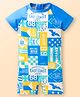 Babyhug Half Raglan Sleeves Water Repellent Legged Swimsuit with Nautical Theme Print - Blue