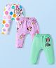 Babyhug Disney Interlock Knit Full Length Diaper Leggings With Minnie & Friends Graphic Set Of 3 -  Pink & White