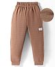 Evimo Interlock Knit Full Length Lounge Pant with Text Patch Detailing - Brown
