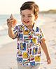 Babyhug 100% Cotton Woven Half Sleeves Shirt with Beach Theme Print - White Blue & Yellow