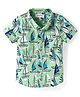 Babyhug Cotton Knit Half Sleeves Shirt With Boat Print - Light Green