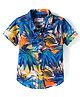 Babyhug Cotton Woven Half Sleeves Shirt with Tropical Print - Blue & Navy Blue