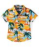 Babyhug Cotton Woven Half Sleeves Shirt with Beach Theme Print - Yellow & Orange